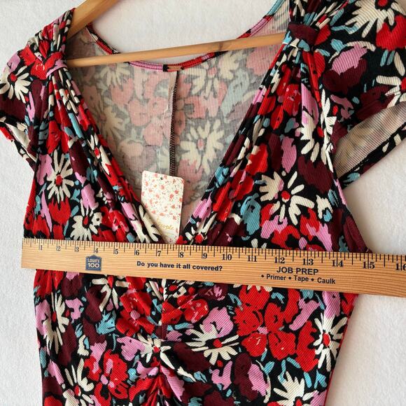 Free People Women's NWT Fit and Flare Floral Knee Length Dress Size M Flowy - Picture 5 of 7